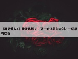 《再见爱人4》黄圣依杨子，又一对傅首尔老刘？一切早有端倪