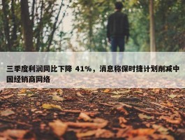 三季度利润同比下降 41%，消息称保时捷计划削减中国经销商网络