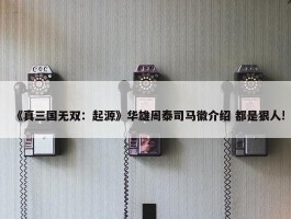 《真三国无双：起源》华雄周泰司马徽介绍 都是狠人!