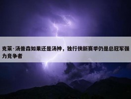 克莱·汤普森如果还是汤神，独行侠新赛季仍是总冠军强力竞争者