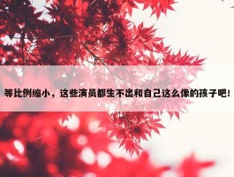 等比例缩小，这些演员都生不出和自己这么像的孩子吧！