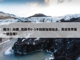 爆冷！向鹏_袁励岑0-3不敌新加坡组合，男双世界第一输在哪？