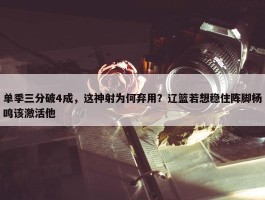 单季三分破4成，这神射为何弃用？辽篮若想稳住阵脚杨鸣该激活他