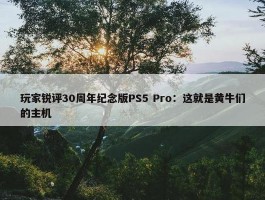 玩家锐评30周年纪念版PS5 Pro：这就是黄牛们的主机