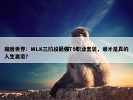 魔兽世界：WLK三阶段最强T9职业套装，谁才是真的人生赢家？