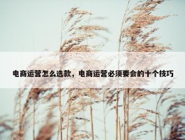 电商运营怎么选款，电商运营必须要会的十个技巧