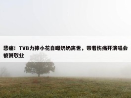 悲痛！TVB力捧小花自曝奶奶离世，带着伤痛开演唱会被赞敬业