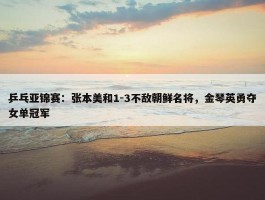 乒乓亚锦赛：张本美和1-3不敌朝鲜名将，金琴英勇夺女单冠军