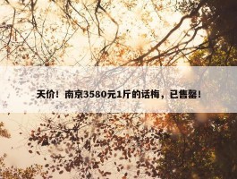 天价！南京3580元1斤的话梅，已售罄！