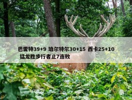 巴雷特39+9 珀尔特尔30+15 西卡25+10 猛龙胜步行者止7连败