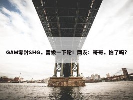 GAM零封SHG，晋级一下轮！网友：哥哥，怕了吗？