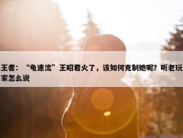 王者：“龟速流”王昭君火了，该如何克制她呢？听老玩家怎么说