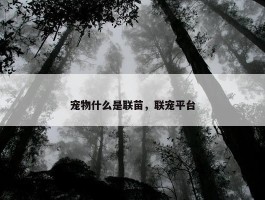 宠物什么是联苗，联宠平台