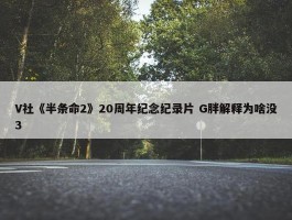 V社《半条命2》20周年纪念纪录片 G胖解释为啥没3