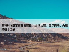 蒙特利埃冠军赛首日赛程：13场比赛，国乒两场，向鹏梁靖崑出战