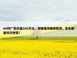 60秒广告价值100万元，却被爆涉嫌带假货，东北雨姐何方神圣？