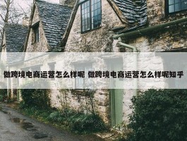 做跨境电商运营怎么样呢 做跨境电商运营怎么样呢知乎