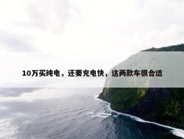 10万买纯电，还要充电快，这两款车很合适