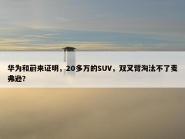 华为和蔚来证明，20多万的SUV，双叉臂淘汰不了麦弗逊？