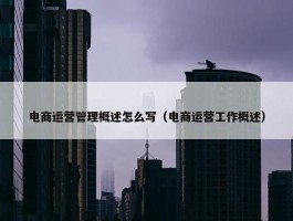 电商运营管理概述怎么写（电商运营工作概述）