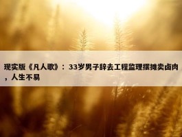 现实版《凡人歌》：33岁男子辞去工程监理摆摊卖卤肉，人生不易