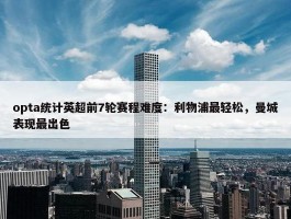 opta统计英超前7轮赛程难度：利物浦最轻松，曼城表现最出色