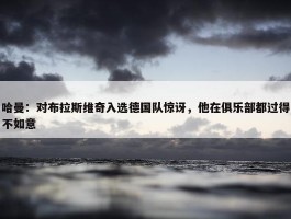 哈曼：对布拉斯维奇入选德国队惊讶，他在俱乐部都过得不如意