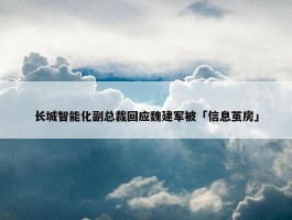 长城智能化副总裁回应魏建军被「信息茧房」