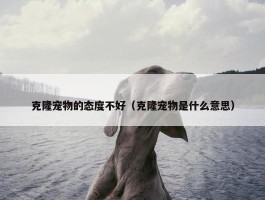 克隆宠物的态度不好（克隆宠物是什么意思）