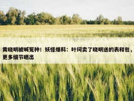 黄晓明被喊冤种！妖怪爆料：叶珂卖了晓明送的表和包，更多细节晒出