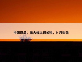 中国商品：美大幅上调关税，9 月生效