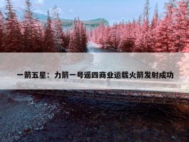 一箭五星：力箭一号遥四商业运载火箭发射成功