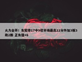 火力全开！东契奇17中9砍半场最高22分外加3板3助2断 正负值+6