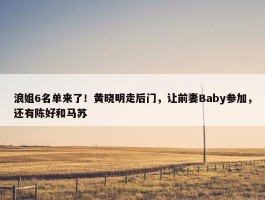 浪姐6名单来了！黄晓明走后门，让前妻Baby参加，还有陈好和马苏