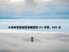 小米米家智能轻音破壁机 P1 开售，699 元