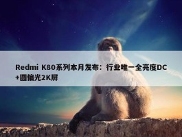 Redmi K80系列本月发布：行业唯一全亮度DC+圆偏光2K屏