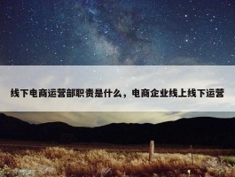 线下电商运营部职责是什么，电商企业线上线下运营