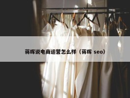 蒋晖说电商运营怎么样（蒋晖 seo）