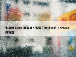 安卓版支持扩展有戏？谷歌正测试全新 Chrome 浏览器