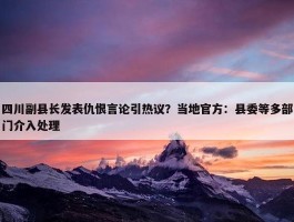 四川副县长发表仇恨言论引热议？当地官方：县委等多部门介入处理