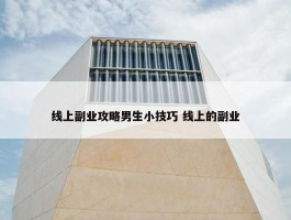 线上副业攻略男生小技巧 线上的副业