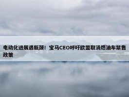 电动化进展遇瓶颈！宝马CEO呼吁欧盟取消燃油车禁售政策