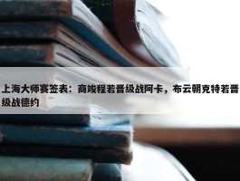 上海大师赛签表：商竣程若晋级战阿卡，布云朝克特若晋级战德约