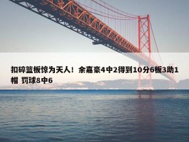 扣碎篮板惊为天人！余嘉豪4中2得到10分6板3助1帽 罚球8中6