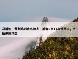 马后炮！裁判培训点名徐杰，后者6字+1表情回应，之后删除动态