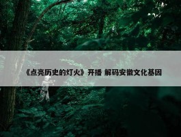 《点亮历史的灯火》开播 解码安徽文化基因