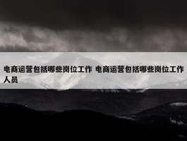 电商运营包括哪些岗位工作 电商运营包括哪些岗位工作人员