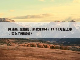 降油耗_提性能，新款唐DM-i 17.98万起上市，买入门版最值？