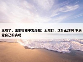 又崩了，张本智和中文爆粗：太难打，这什么球啊 不满意自己的表现