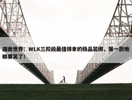 魔兽世界：WLK三阶段最值得拿的极品装绑，第一款地精要笑了！